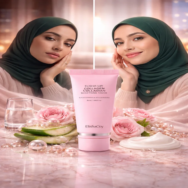 قبل وبعد قناع الكولاجين الليلي للعناية بالوجه
